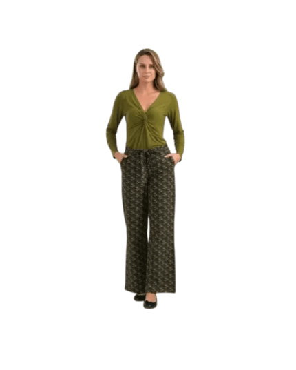 LALAMOUR Sue Trousers Jersey, abstract flower green