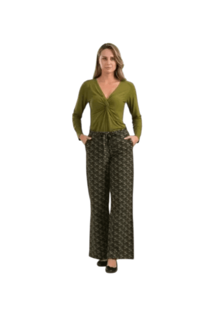 LALAMOUR Sue Trousers Jersey, abstract flower green