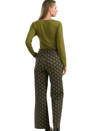 LALAMOUR Sue Trousers Jersey, abstract flower green