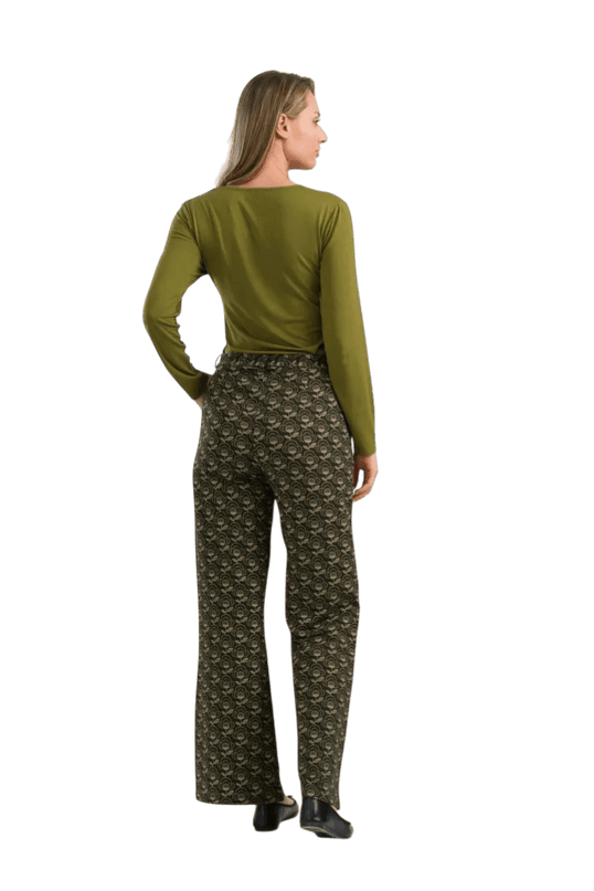 LALAMOUR Sue Trousers Jersey, abstract flower green