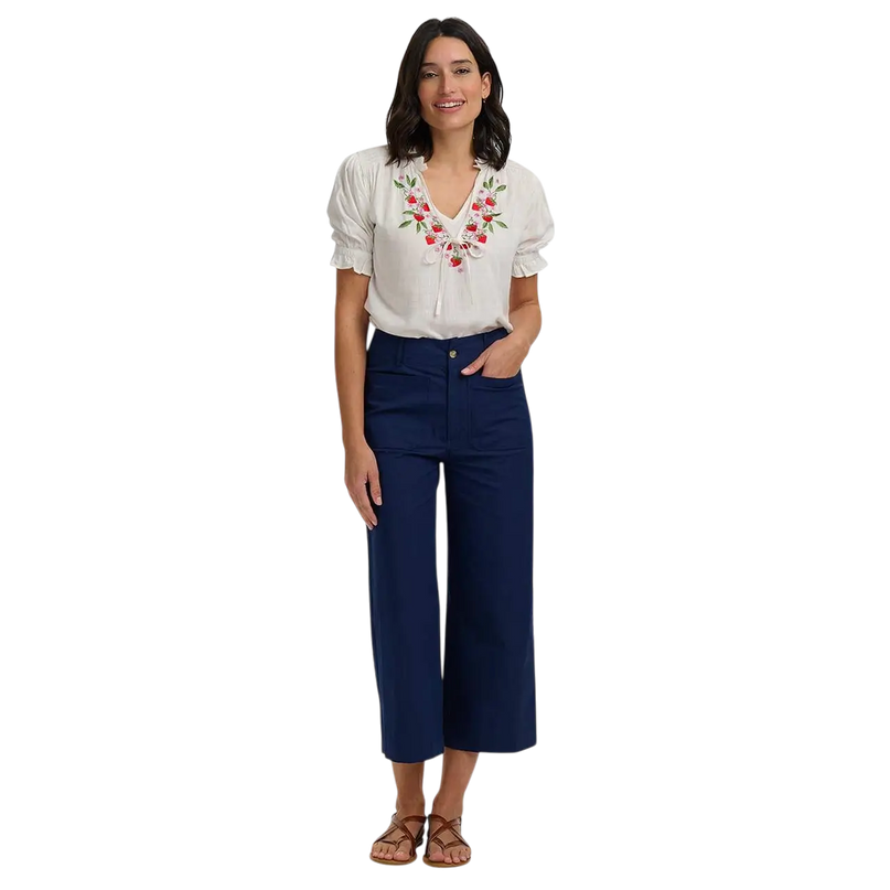 SUGAR HILL BRIGHTON Angelique Shirred Top Off White, Wild Strawberry
