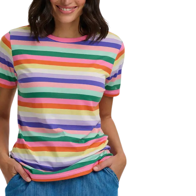 SUGAR HILL BRIGHTON MAGGIE T-SHIRT MULTI, CANDY STRIPE
