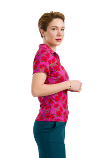 LALAMOUR Suzy Top Short Sleeve - Fuchsia Flowers