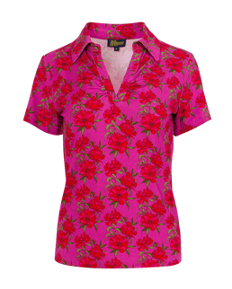 LALAMOUR Suzy Top Short Sleeve - Fuchsia Flowers