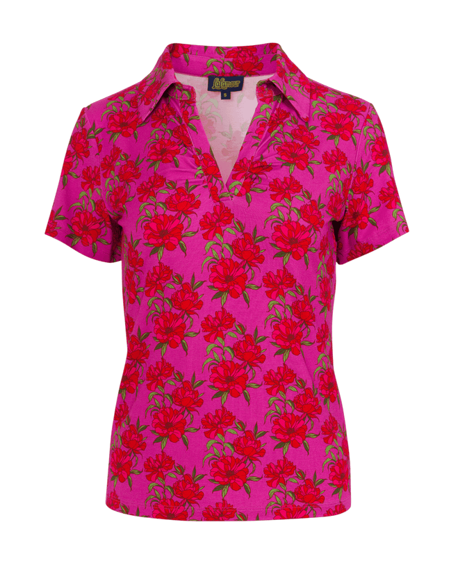 LALAMOUR Suzy Top Short Sleeve - Fuchsia Flowers