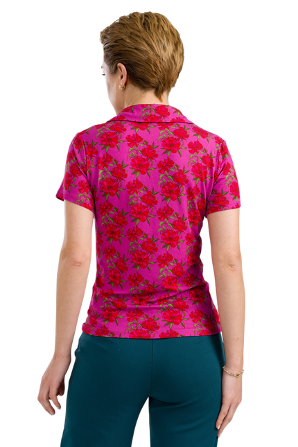 LALAMOUR Suzy Top Short Sleeve - Fuchsia Flowers