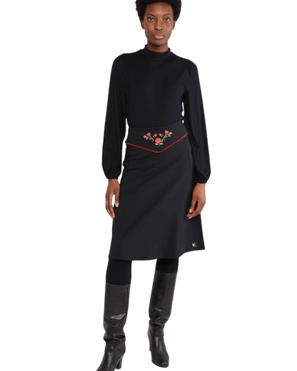BLUTSGESCHWISTER Sweat Skirt Rosegarden Swing, zwart