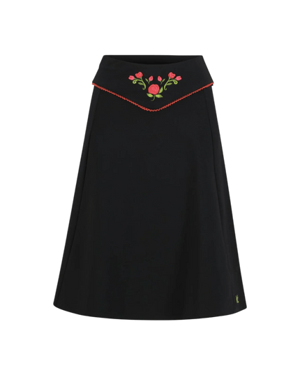 BLUTSGESCHWISTER Sweat Skirt Rosegarden Swing, zwart