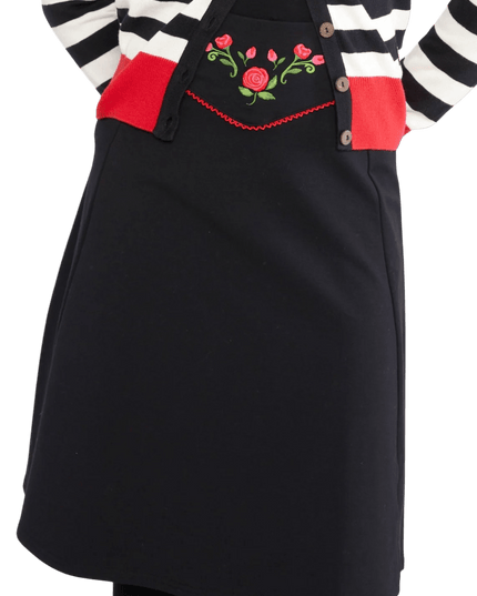 BLUTSGESCHWISTER Sweat Skirt Rosegarden Swing, zwart