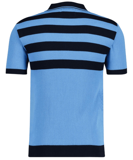 MADCAP TERRY RETRO MOD RIBSTRIKKET STRIBET POLO I BLÅ/SORT