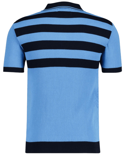 Terry Retro Mod Ribstrikket Stribet Polo i Blå/Sort