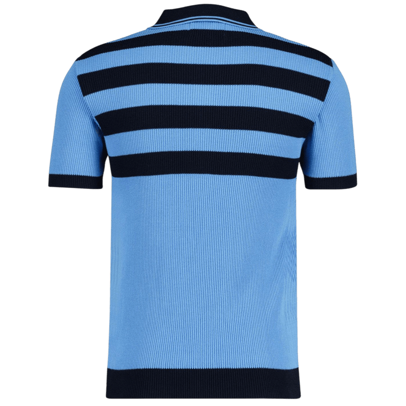 Polo Terry Retro Mod a coste rigate in Blu/Nero