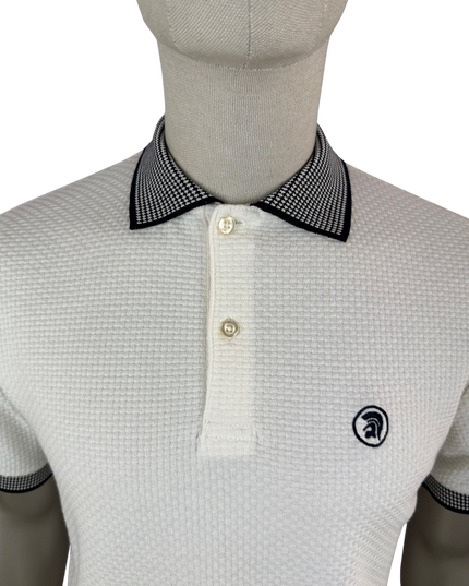 Basket Weave Polo with jacquard collar and cuffs