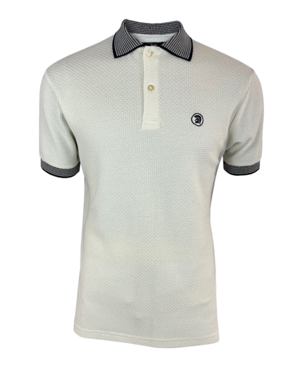 Basket Weave Polo with jacquard collar and cuffs