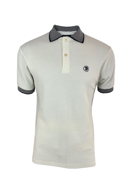 Basket Weave Polo with jacquard collar and cuffs