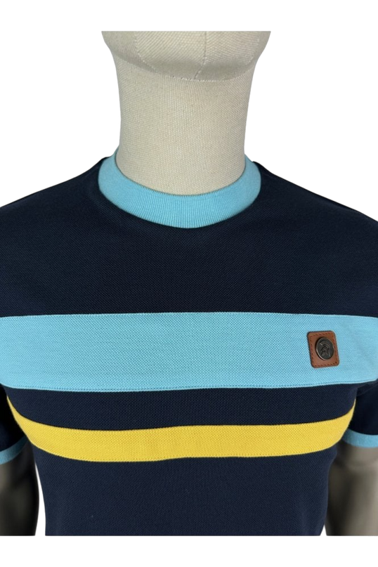 cut and sew stripe pique tee