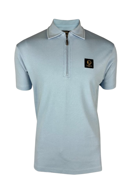 Plain Badged Zip Polo