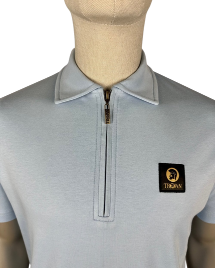 Plain Badged Zip Polo