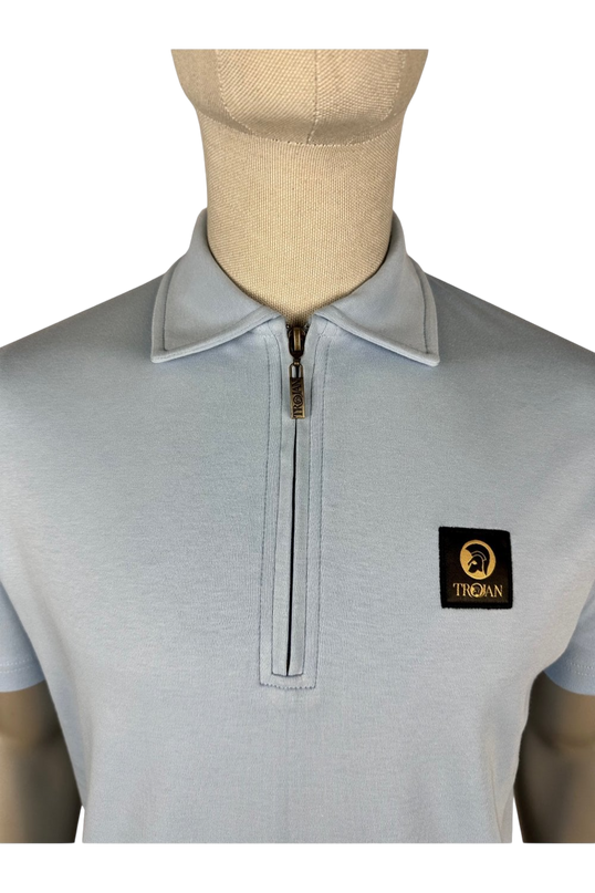 Plain Badged Zip Polo