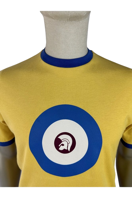 TROJAN TARGET RINGER TEE, MUSTARD