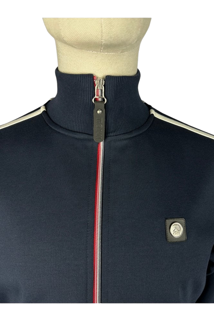 TROJAN TWIN-STRIPE CONTRAST ZIP TRACK TOP, NAVY