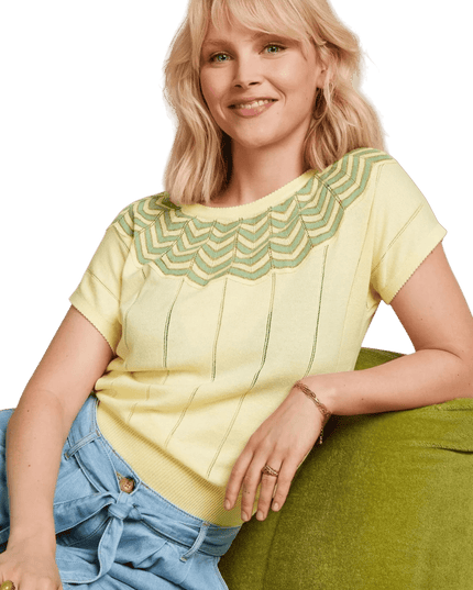 King Louie Yoke top Hoops, cream