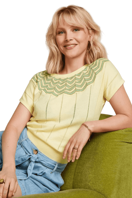 King Louie Yoke top Hoops, cream